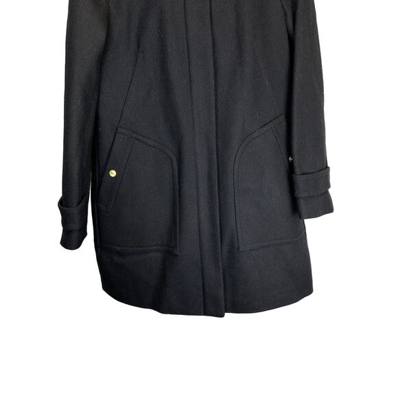 Cole Haan Black Faux Fur Trim Hooded Wool Long Duffle Pea Coat Womens Size 8 - Picture 4 of 16